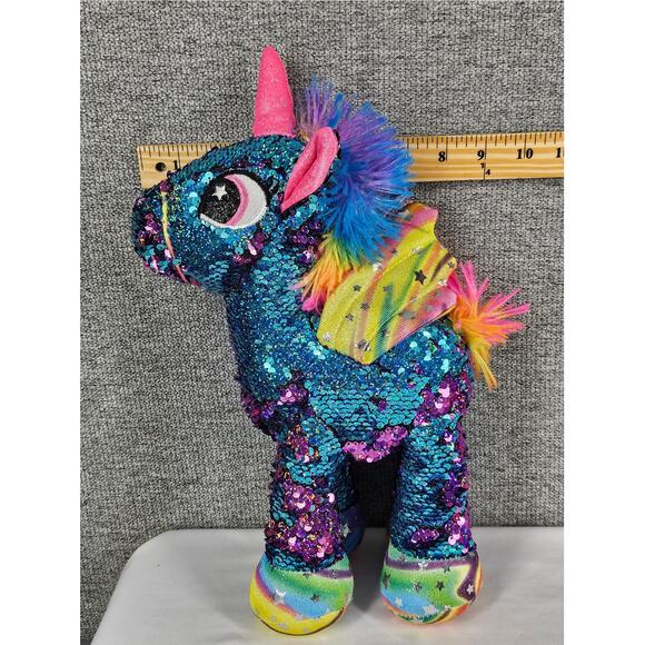 ATHOINSU SENSORY UNICORN PLUSH TOY DUAL COLOR SEQUIN SPARKLE 12" STUFFED ANIMAL - Picture 7 of 10